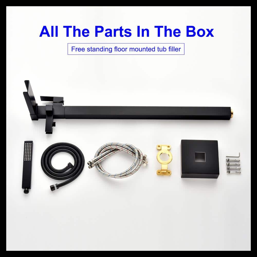 Black Brass Single Handle Floor Mounted Tub Filler