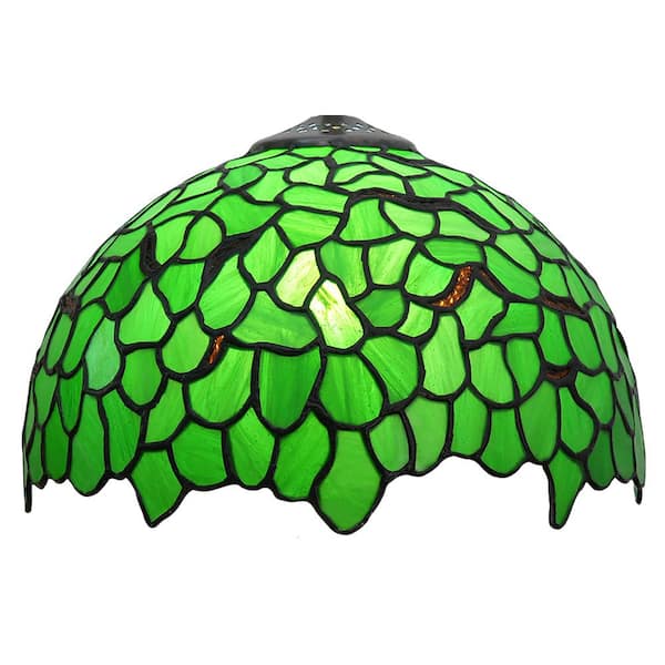Lasaideal 12 in. Dia x 7 in. H Tiffany Style-Stained Glass Dome Table Lamp Shade with No Fitter