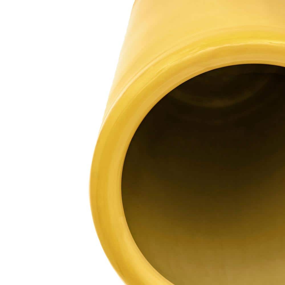 24" Bright Yellow Porcelain Umbrella Stand