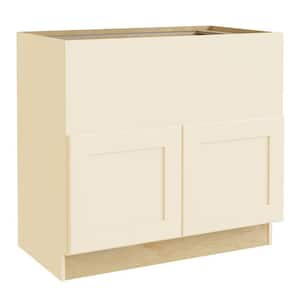 Newport 36 in. W x 24 in. D x 34.5 in. H Assembled Plywood Farm Sink Base Kitchen Cabinet in Blended Cream with Soft Cls