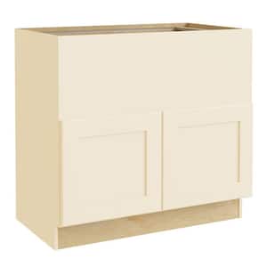 Newport Cream Painted Plywood Shaker Assembled Farm Sink Base Kitchen Cabinet Sft Cls 36 in. W x 24 in. D x 34.5 in. H