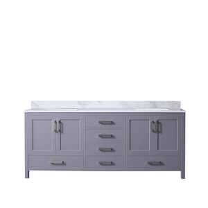 Jacques 80 in. W x 22 in. D Dark Grey Double Bath Vanity and Carrara Marble Top