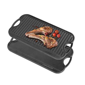 20.9 in. Pre-Seasoned Cast Iron Reversible Grill Griddle