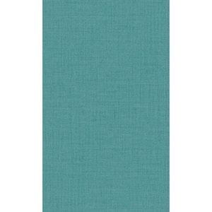 Teal Plain Textured 57 sq. ft. Non-Woven Non-pasted Textured Double Roll Wallpaper