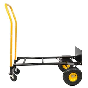 2.34 cu. ft. Yellow Black Metal Garden Cart with Convertible Design 2 Wheel Dolly Cart and 4 Wheel Push Cart