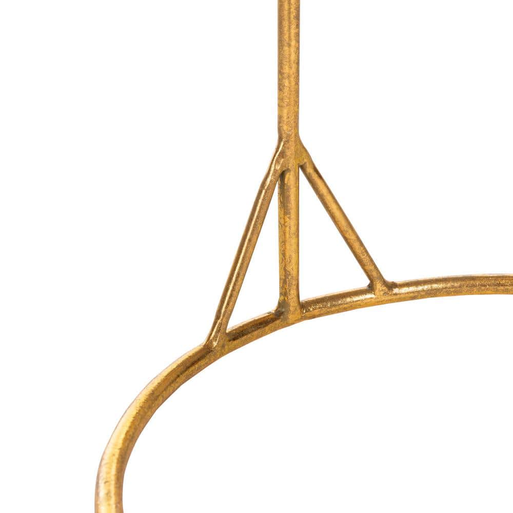 Elegant Transitional Round Metal Table in Gold with Grey Top