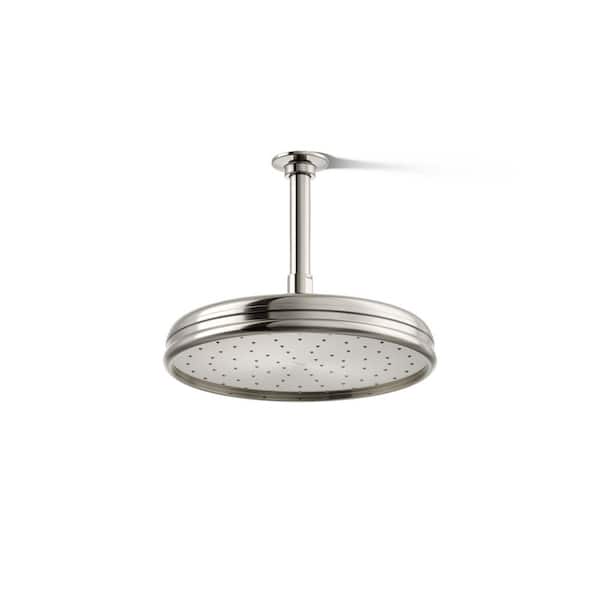KOHLER 1-Spray Patterns 10.4 in. Ceiling Mount Rain Fixed Shower Head in Vibrant Polished Nickel