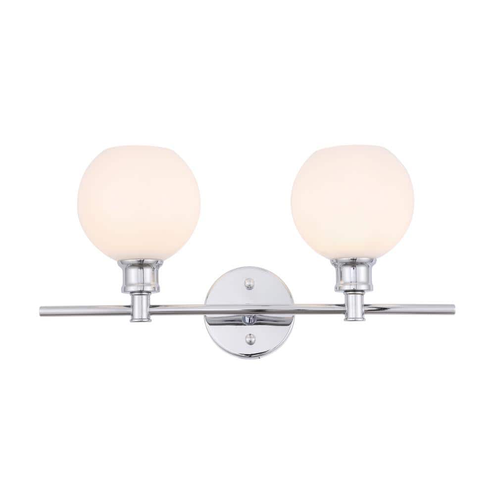Timeless Home Conor 19.1 in. W x 9.8 in. H 2-Light Chrome and Frosted White
