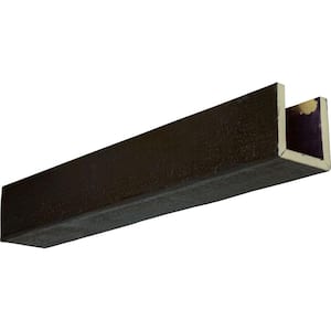 4''W x 10''H x 20'L 3-Sided (U-beam) Rough Sawn Endurathane Faux Wood Ceiling Beam, Natural Ash