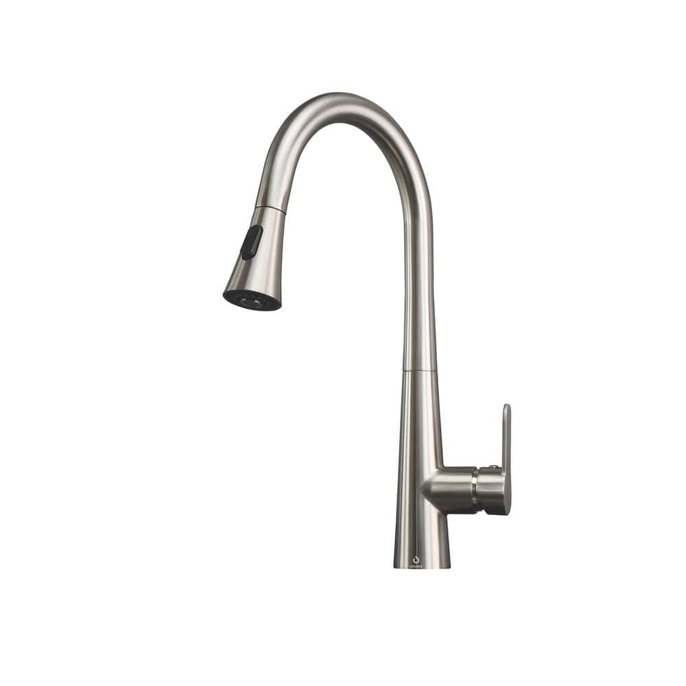 Lexora Furio Brass SingleHandle PullDown Spray Kitchen Faucet in Brushed Nickel LKFS7011BN