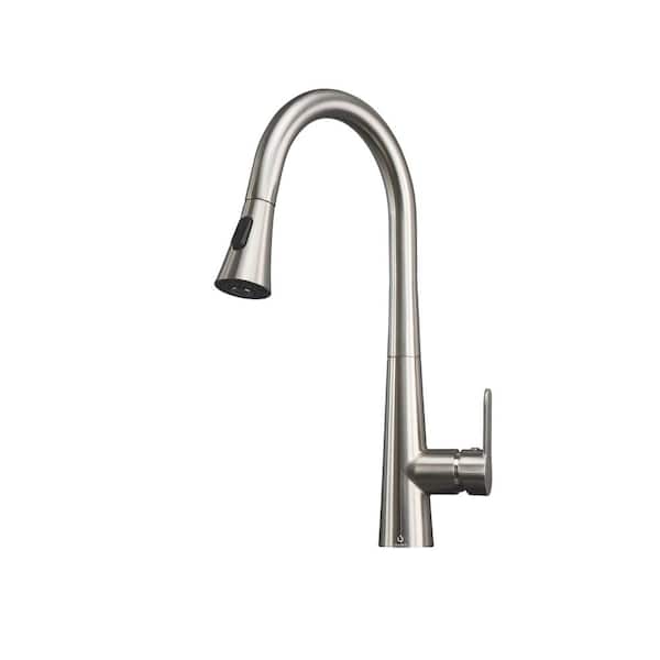 Lexora Furio Brass Single-Handle Pull-Down Spray Kitchen Faucet in Brushed Nickel