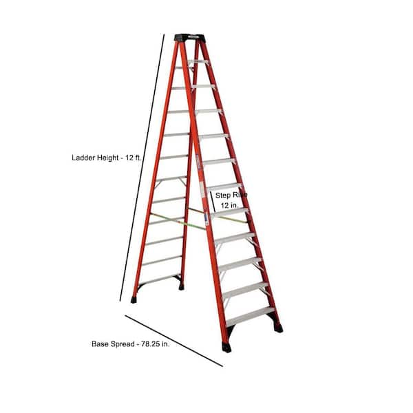 Werner 12 ft. Fiberglass Step Ladder (16 ft. Reach Height) with 
