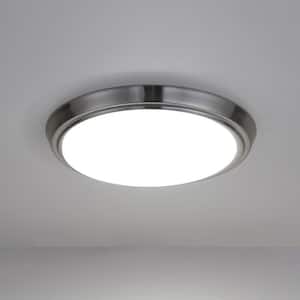 12.99 in. Brushed Nickel Selectable LED CCT Color Changing Round Ceiling Flush Mount Light Fixture