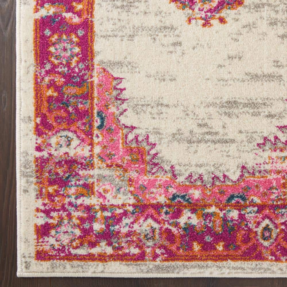 Ivory Elegance Floral Synthetic 5' x 7' Easy-Care Area Rug