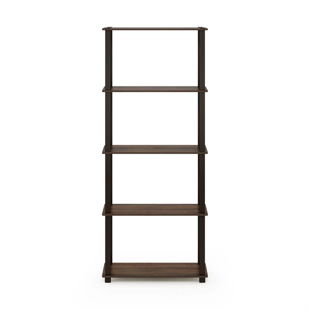 57.4 in. Tall Walnut/Brown 5-Shelves Etagere Bookcases