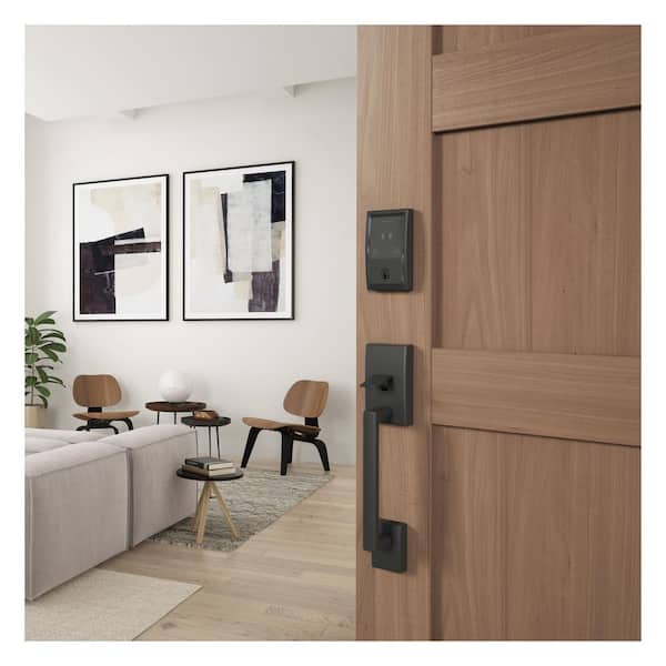 Century Matte Black Electronic Encode Plus Smart WiFi Deadbolt with Alarm