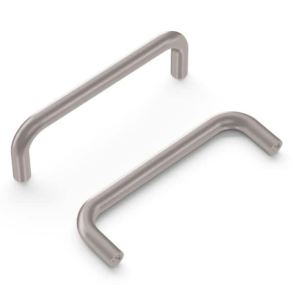 HICKORY HARDWARE Wire Pulls Collection Pull 3-1/2 in. (76 mm) Center to Center Satin Nickel Finish Modern Steel Bar Pull (10-Pack)