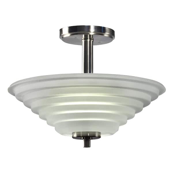 Springdale Lighting Solomon 18-Watt Satin Nickel Integrated LED Ceiling Semi-Flush Mount