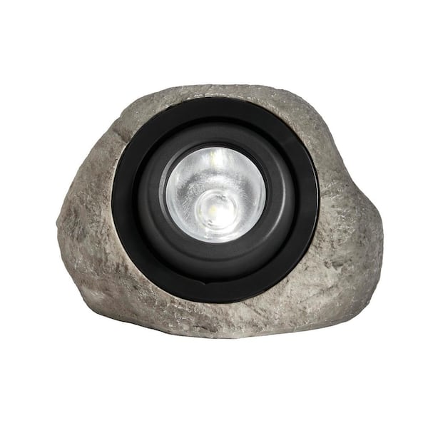 Hampton Bay 30 Lumen Gray Integrated LED Weather Resistant Outdoor Solar Rock Spotlight with Adjustable Lamp Head