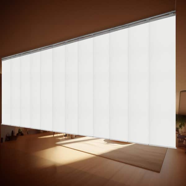 EMOH Griege 140 in. x 260 in. W x 94 in. L Adjustable 12-Panel in Satin Nickel Double Rail Panel Track with 23.5 in. Slates