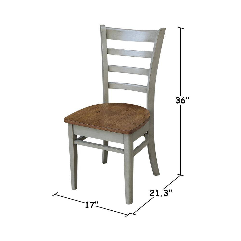 30'' Round Hickory and Stone Solid Wood Dining Table with 2 Ladder Back Chairs
