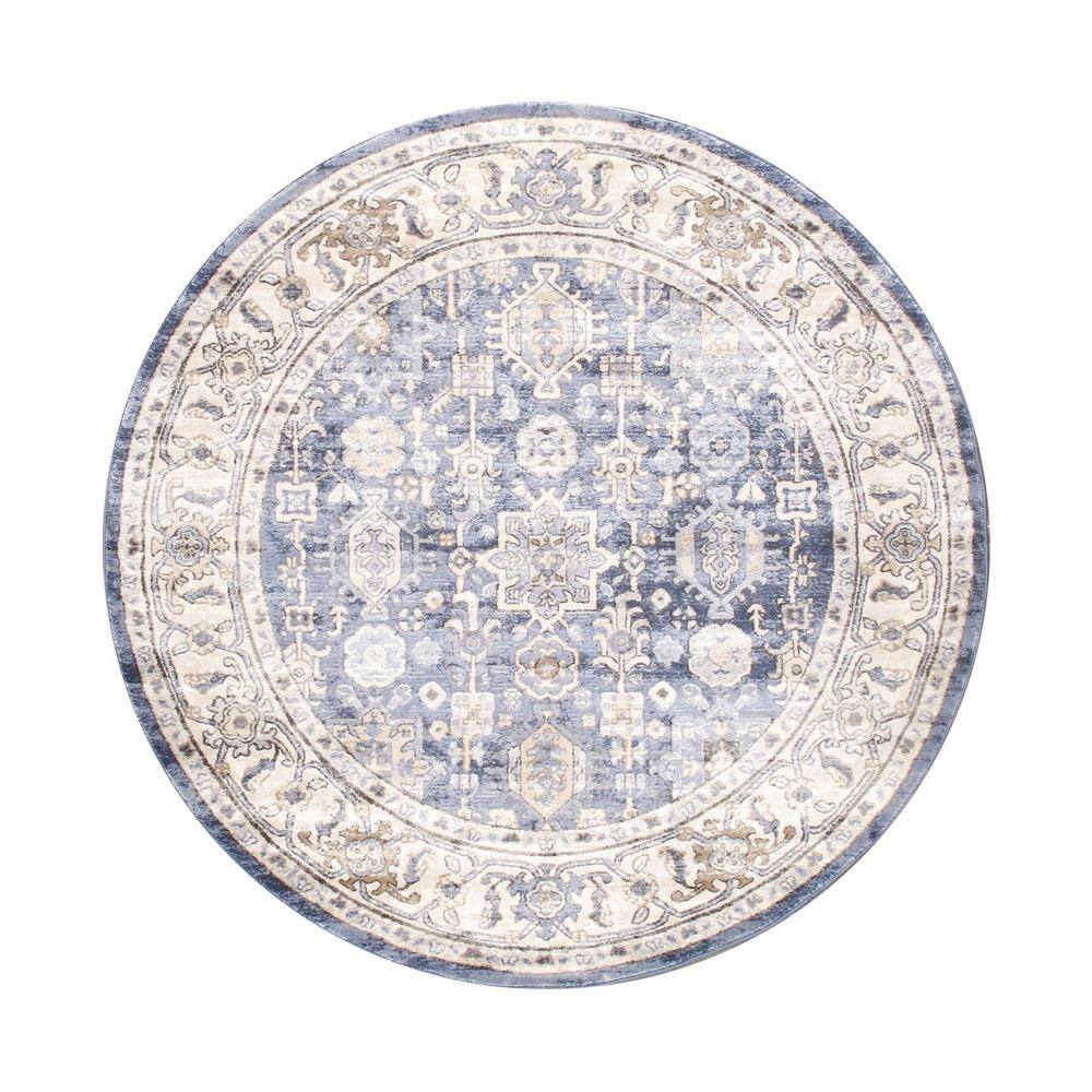 6 ft. Round Blue/Ivory Amadeus Oriental Area Rug price history on PriceWatchPro