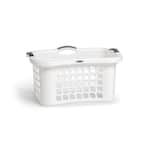 White Plastic Laundry Basket with Comfort Grip Handles