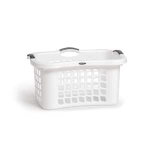 White Plastic Laundry Basket with Comfort Grip Handles