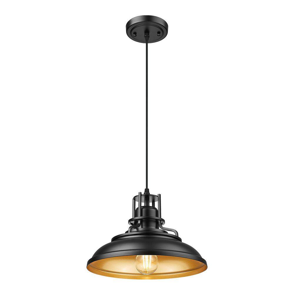 1-Light Farmhouse Vintage Black Finish Barn Pendant Light with Metal Shade price history on PriceWatchPro