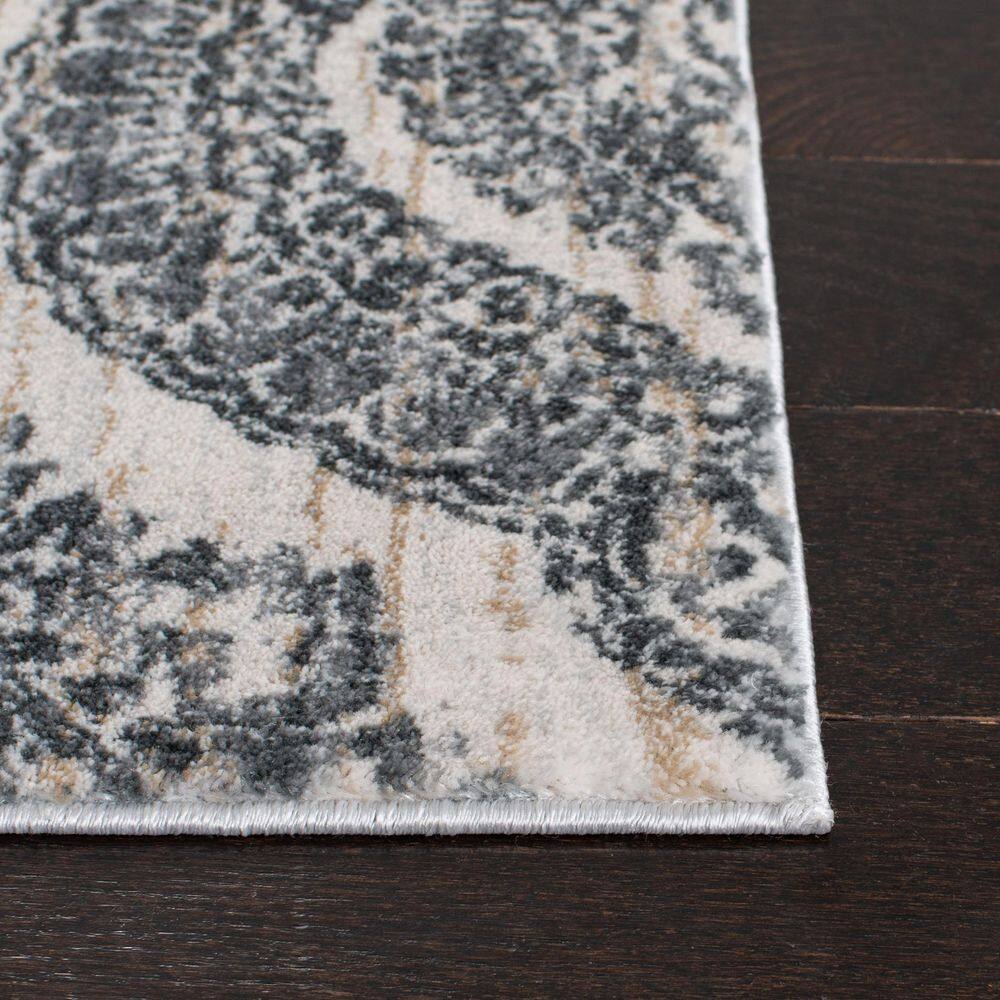 Gray Floral Medallion Synthetic Area Rug, 3' x 5'