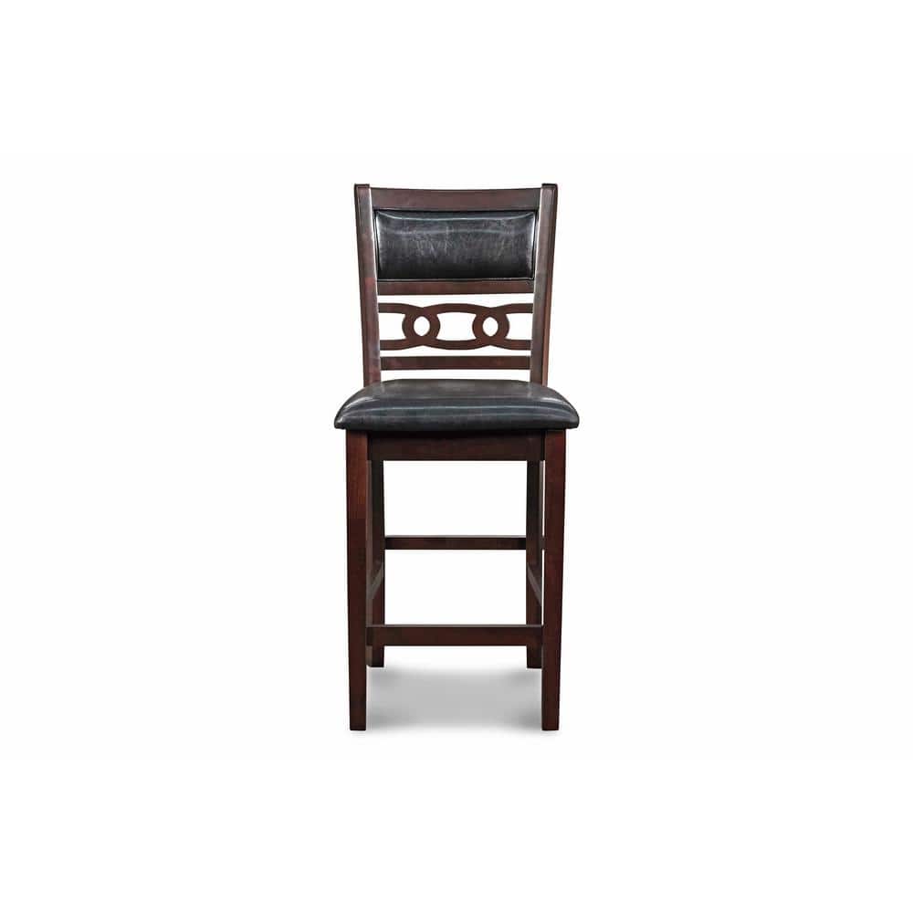 Gia Ebony Black Solid Wood Counter Stools with Upholstered Cushions, Set of 2