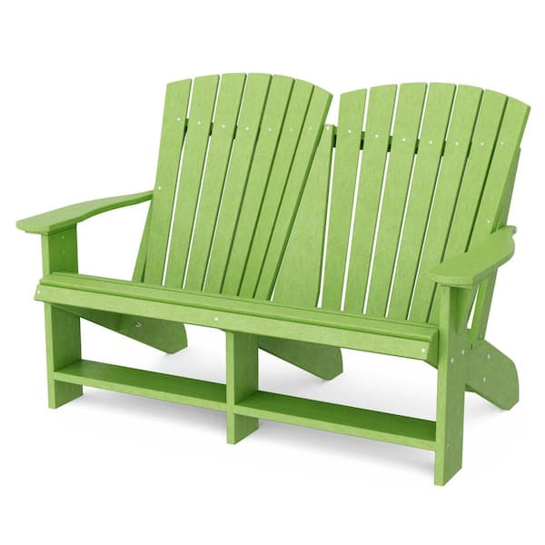 Heritage Lime Green HDPE Plastic Outdoor Double Adirondack