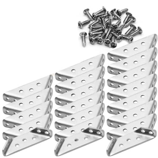 KIWDZFU Stainless Steel Furniture Corner Connectors Triangular Shelf Support Joint Fastener 20 Pack