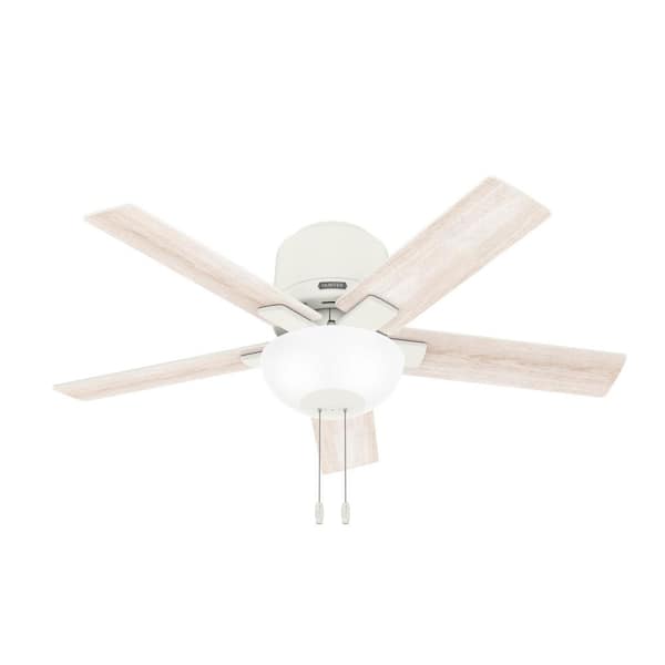 Hunter Fitzgerald 44 in. Indoor Matte White Ceiling Fan with Light Kit Included