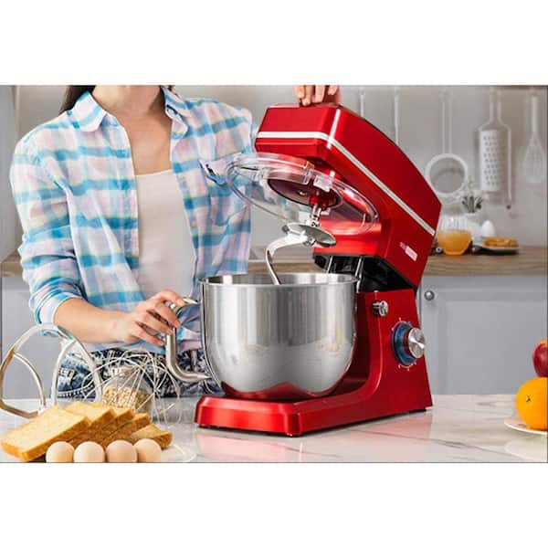 VIVOHOME 7.5 qt. 6-Speed Red Tilt-Head Electric Stand Mixer with