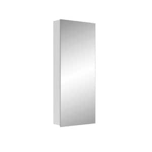 15 in. W x 36 in. H Rectangular Recessed/Surface Mount Beveled Single Mirror Bathroom Medicine Cabinet,White