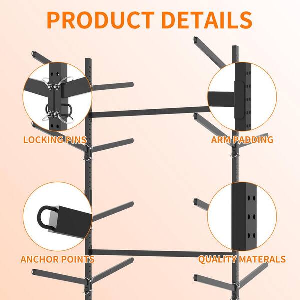 82 in. Freestanding Kayak Storage Rack with Wheels-Adjustable 8