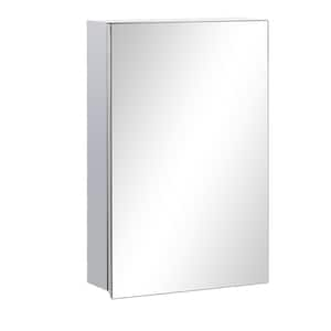 15 in. W x 23.5 in. H Rectangular Stainless Steel Medicine Cabinet with Mirror and Hinged Door