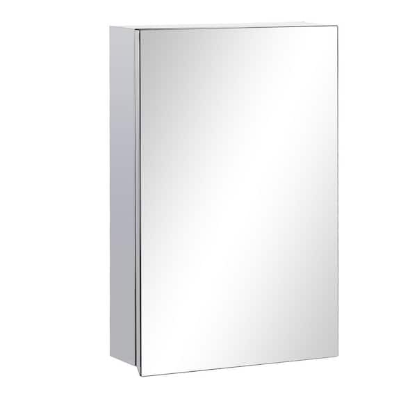Tatahance 15 in. W x 23.5 in. H Rectangular Stainless Steel Medicine Cabinet with Mirror and Hinged Door