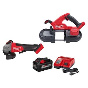 M18 FUEL 18-Volt Lithium-Ion Brushless Cordless Compact Bandsawith FUEL Grinder with 8.0 Ah Starter Kit