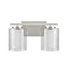 Aspen Creative Corporation 2-Light Satin Nickel Vanity Light with Clear ...