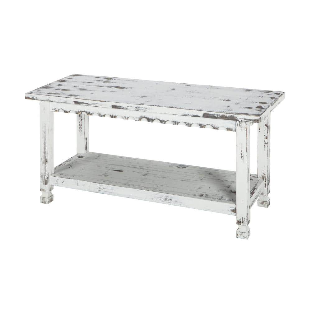 Country Cottage White Antique Bench