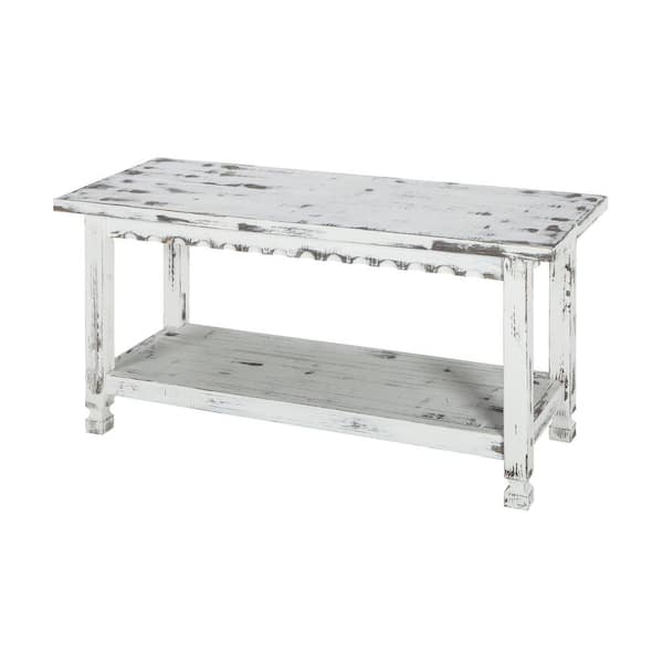 Alaterre Furniture Country Cottage White Antique Bench ACCA03WA - The Home  Depot