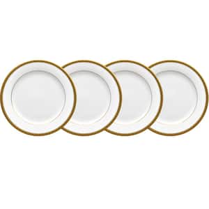Charlotta Gold 6.25 in (Gold) Porcelain Appetizer Plates, (Set of 4)