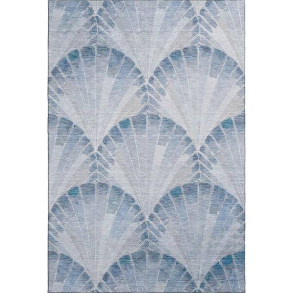 Mayfield Premium Machine Washable Abstract AMF2401 Sky 10 ft. x 14 ft. Area Rug