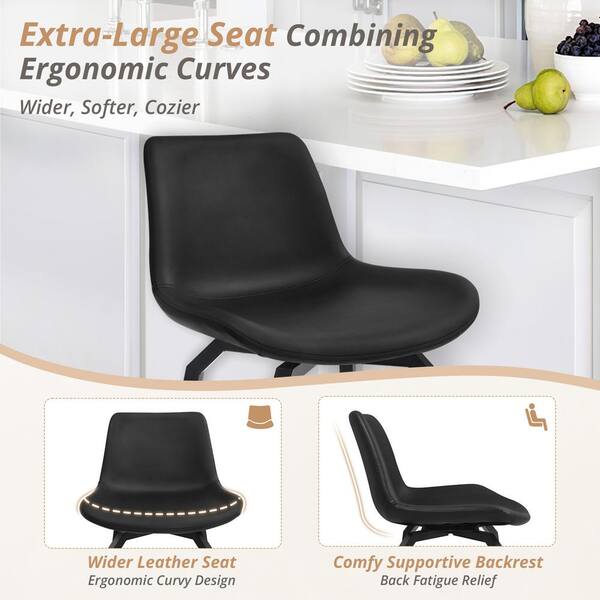 Black Faux Leather Tufted Seat Swivel Adjustable Conference Chair Leather Back Steel Frame Black Faux Leather Tufted Seat Swivel Adjustable Conference Chair Leather Back Steel Frame
