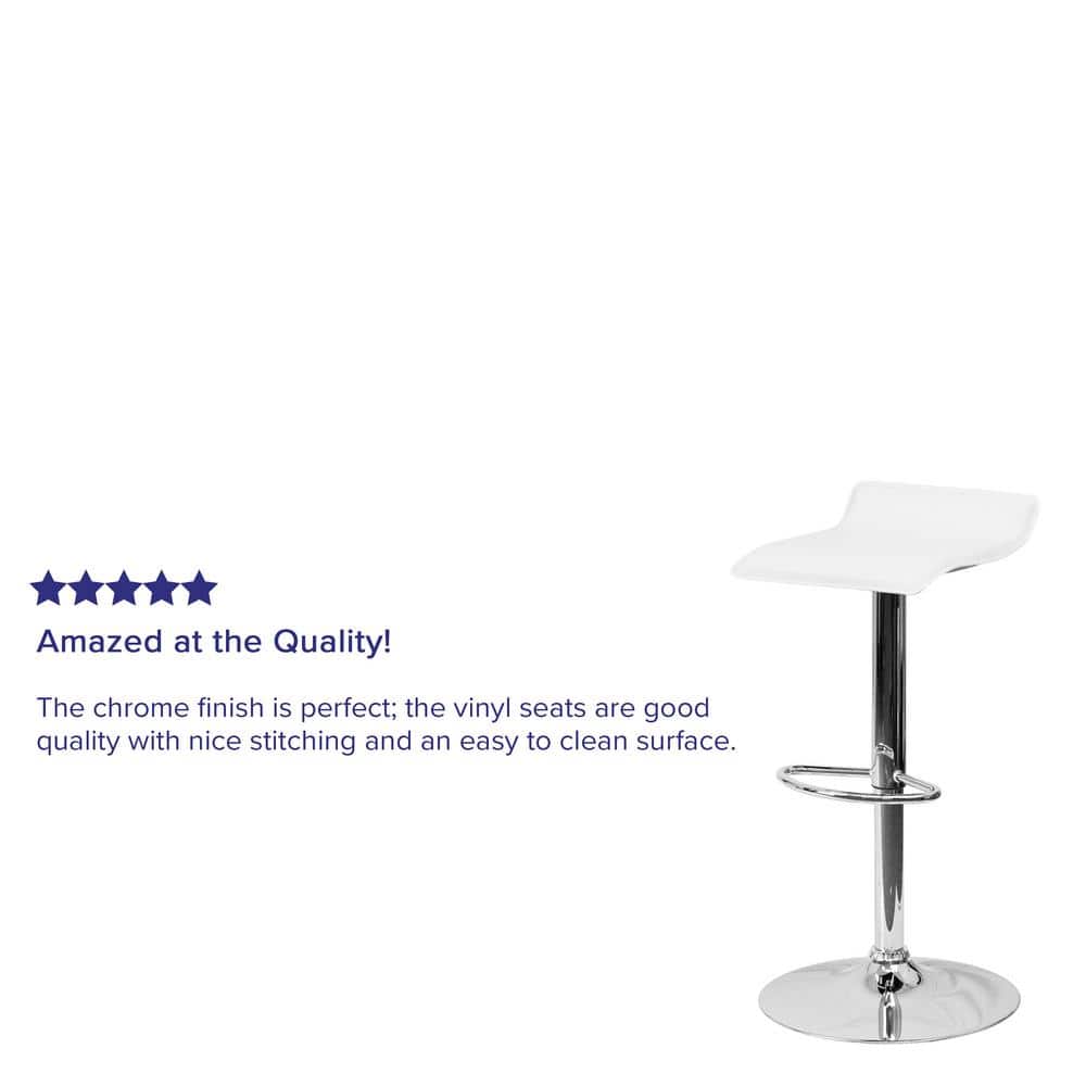 White Vinyl Adjustable Height Swivel Barstool with Chrome Base