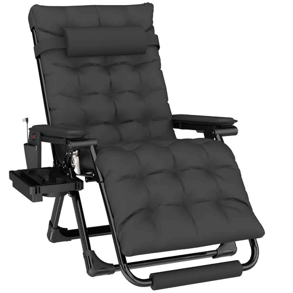 Heated Zero Gravity Massage Chair, 440 LBS, 3-Level Heat & Massage, Reclining Patio Extra-Thick Cushion Lounge Chair