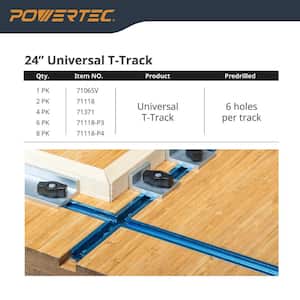 24 in. x 2 Universal T Track with 100-Pieces Wood Screws, Double-Cut Profile T Track with Predrilled Mounting Holes