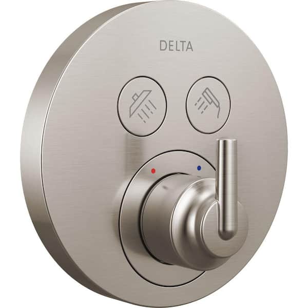Trinsic Round Contemporary 3-Setting Push-Button 1-Handle Shower Valve Trim Kit in Stainless (Valve Not Included)